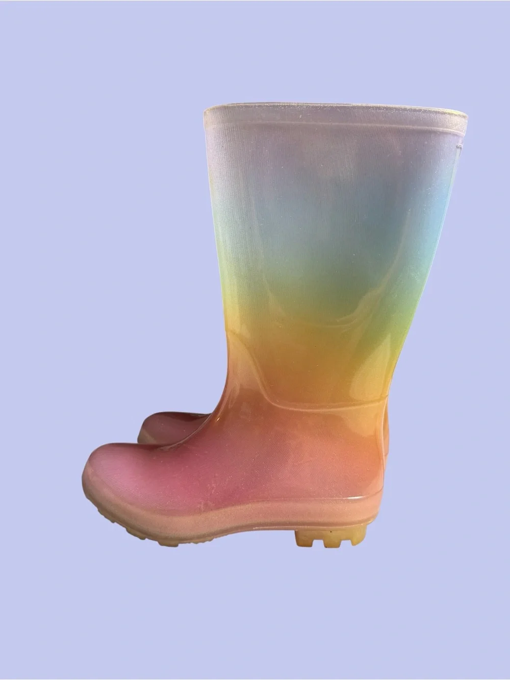 Girls Rainbow Glitter Rain Boots Size 13